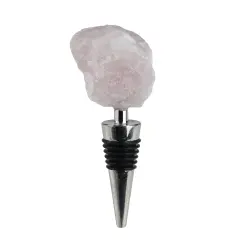 Wild Eye 4.5" Soft Pink Natural Rose Quartz Gem Zinc Alloy Wine Bottle Stopper