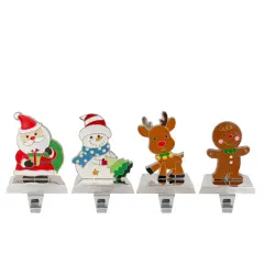 Northlight Set of 4 Christmas Figures Stocking Holders with Silver Base Multi