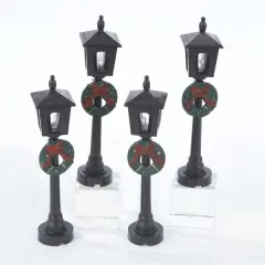 Kurt Adler Lighted Christmas Village Display Street Lampposts - Set of 4 Bronze