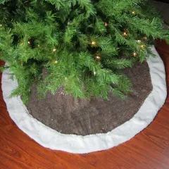 Northlight 48" Brown and White Paillette Sequins Round Christmas Tree Skirt