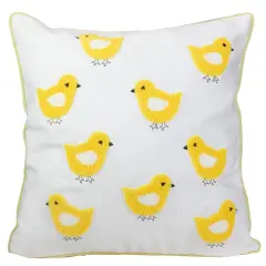 C&F Home 16" Ivory and Yellow Polyester Throw Pillow with Chicks