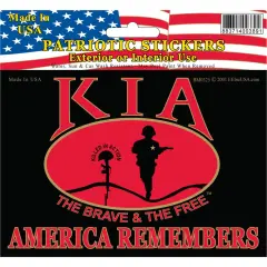 KIA America Remembers Killed In Action Bumper Sticker 3-1/2"X5"