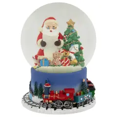 Northlight Christmas Train Around Santa Delivering Gifts Musical Water Globe - 6.5" Red