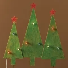 Roman Lighted Christmas Tree Trio Outdoor Decorations - 32" - Green and Red - Multi Lights