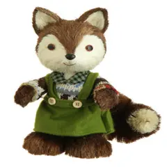 Raz 9" Bristly Brown Female Fox Cub in Green Jumper Christmas Table Top Figure
