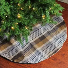 Northlight 48" Brown Plaid Rustic Woodland Christmas Tree Skirt with Gold Trim