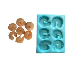 6pc Cooked Shrimp Silicone Mold. No Head with Tail OFF |For Candle| Soap Embeds Mold. Mold for Wax, & Resin.| Not Food Grade
