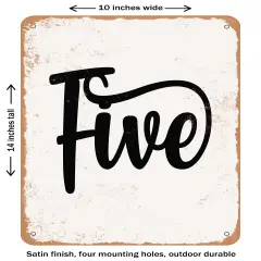 DECORATIVE METAL SIGN - Five- Vintage Rusty Look