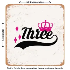 DECORATIVE METAL SIGN - Three - 2- Vintage Rusty Look