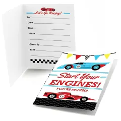 Big Dot of Happiness Let's Go Racing - Racecar - Fill In Race Car Birthday Party or Baby Shower Invitations (8 count)