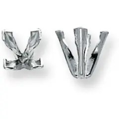 14K White Gold 4 Prong Princess V-End Setting 3mm