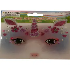 Face Art Unicorn Sequin And Temporary Tattoos Costume Accessory