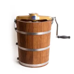 Lehman's Manual Ice Cream Maker - Make Your Own Homemade Ice Cream, Hand Crank with Stainless Steel Can and Oak Tub