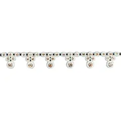 Scalloped Glass Rhinestone Trim White