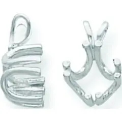 14K White Gold 4 Prong Round Pendant Setting 6mm