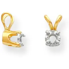 14K Gold 0.06ct 4 Prong Round Illusion Pendant Setting