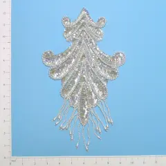 Vintage Oriental Teardrop Applique/Patch White