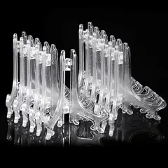 24 Pieces Plastic Easel Plate Display Stands Holders Picture Easel at Weddings, Home Decoration (Clear, 4 Inch)