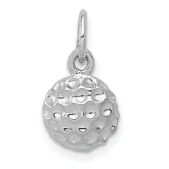 14K White Gold Golf Ball Charm Sports Jewelry Pendant 15mm x 9mm