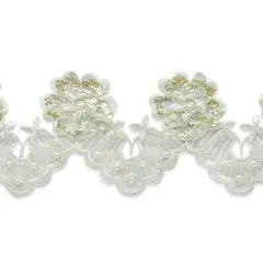 3 1/2" Vintage Rose Lace Trim White