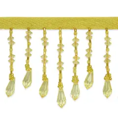Diamond Beads Fringe Trim Pack of 1 Yard Gold