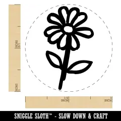 Daisy Flower Sketch Self-Inking Rubber Stamp for Stamping Crafting Planners Purple