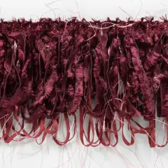 Loop Fiber Fringe Trim Burgundy Multi