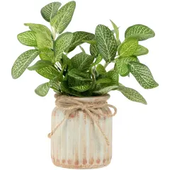 Northlight Reticulated Artificial Spring Foliage in Ceramic Pot - 8" Green