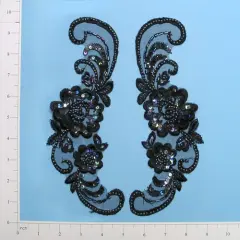 Vintage Rosette Lace Applique/Patch Pack of 2 Black Iris