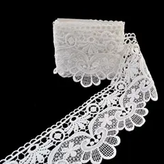 eZthings Venise Edging Lace Trim from Eyelet Fabric for DIY Craft Venice Trims Mini Flowers