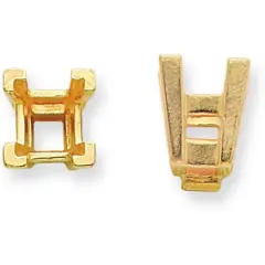 14K Gold 4 Prong Princess Airline V-End Setting 4mm