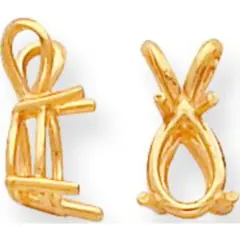 14K Gold 4 Prong Pear Pendant Setting 10mm