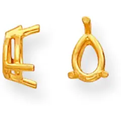 14K Gold 3 Prong Pear Wire Basket Setting 5x3.75mm
