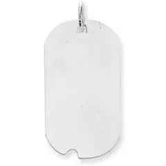 14K White Gold Dog Tag Oval Charm 1.501 grams Jewerly 33mm x 16mm