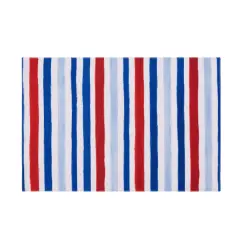 Patriotic Watercolor Stripes 4th of July Cotton Tabletop Placemats, Set of 6, 14" x 20"
