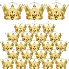Gold Fillable Crown with Dome Party Favors Decorative Crown Candy Storage Boxes Fillable Golden Crown Candy Containers for Baby Shower Princess Birthday Party Supplies (15 Pieces)