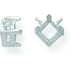 14K WG 4 Prong Princess Necklace Center Setting 3mm