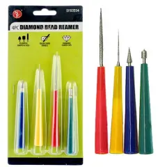 4Pc Diamond Coated Bead Reamer Tool Set Beading Jewelry Repair Tools