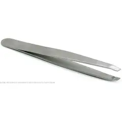 Stainless Steel Slanted Tip Eyebrow Plucking Hair Removal Tweezers 3 13/16"