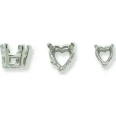 14K White Gold 3 Prong Heart Setting 6.5mm