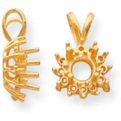 14K Gold 7mm Round Cluster Pendant Setting