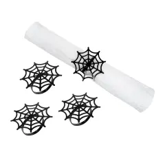 Black Spider Web Decorative Metal Napkin Rings Set of 4