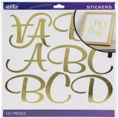 Sticko Alphabet Stickers - Script Extra Large, Gold Foil, 121pcs