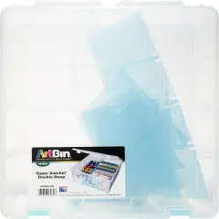 ArtBin Super Satchel Double Deep W/Removable Dividers-Aqua Handle, Latch & Dividers