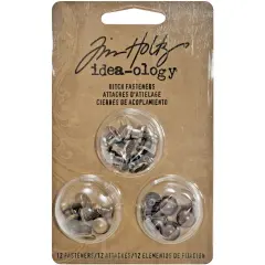Idea-Ology Metal 2-Part Hitch Fasteners .375" 12/Pkg-Antique Nickel, Brass & Copper
