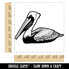 Brown Pelican Square Rubber Stamp for Stamping Crafting