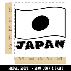 Japan with Waving Flag Cute Square Rubber Stamp for Stamping Crafting