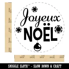 Joyeux No&euml;l French with Christmas Ornaments and Snowflakes Rubber Stamp for Stamping Crafting Planners