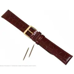 Long Crocodile Grain Brown Leather Watch Band Watchband Watchmaker Repair 18mm
