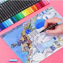 24 Colors Dual Tip Markers for Kids, Washable Set, Art with Stand Portable Box, Gift For Kids